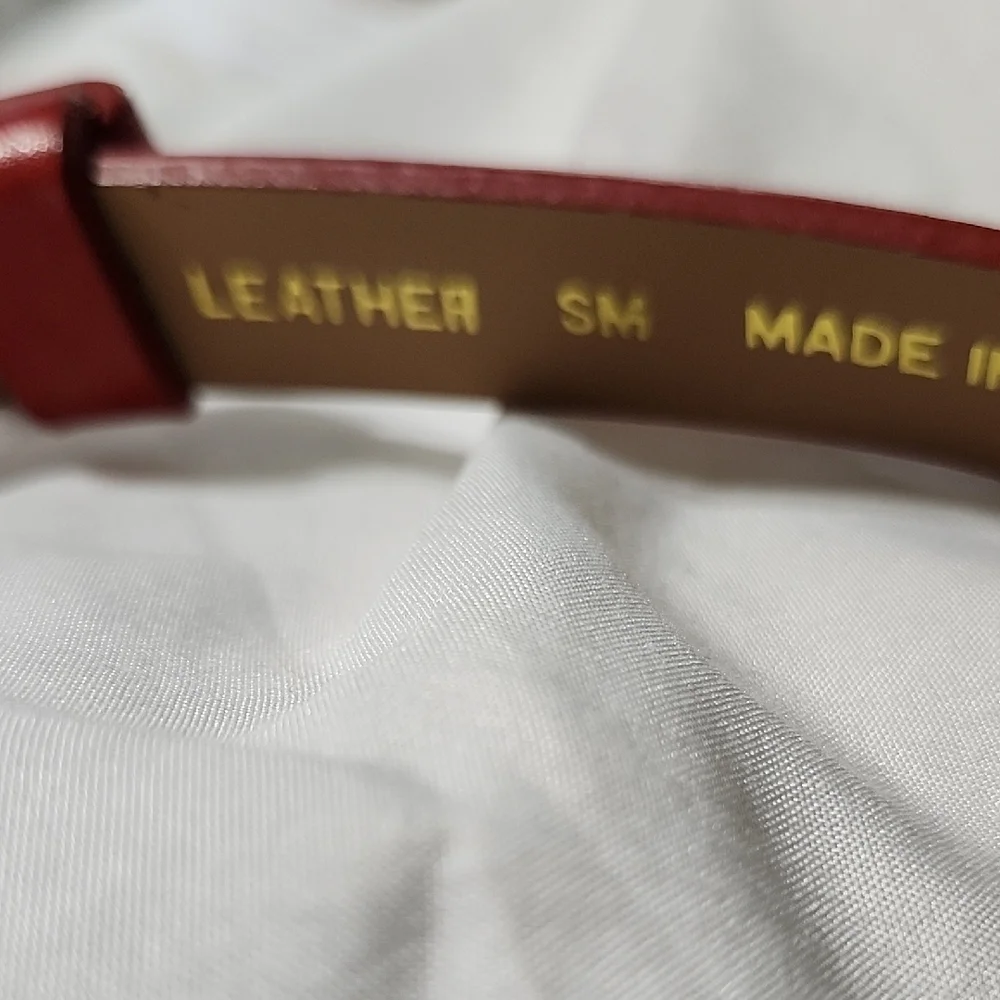 Chico's Silver Red Fashion Belt with Ornate Buckle